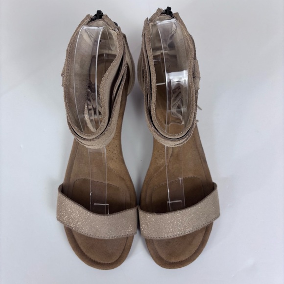 Koolaburra by Ugg Frosted Suede Leather Sandals Tassel Wedge Shoes Tan Size 7.5 - Picture 5 of 14